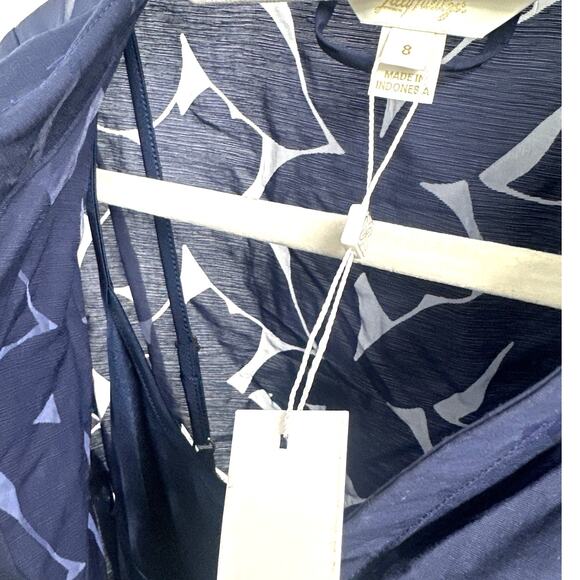 Lilly Pulitzer Women's True Navy Flora Faille Amrita Shirtdress Size 8 - Picture 8 of 9